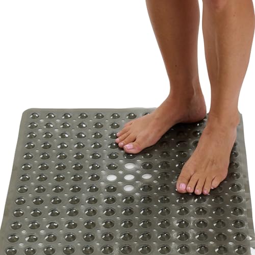 ENKOSI Square Shower Matt Non Slip - 21 x 21 - Shower Floor Mat - Anti Slip Mats for Shower Stall - Shower Bath Mat - Shower Grip Mat (21x21 Clear Grey) - color: Clear Grey