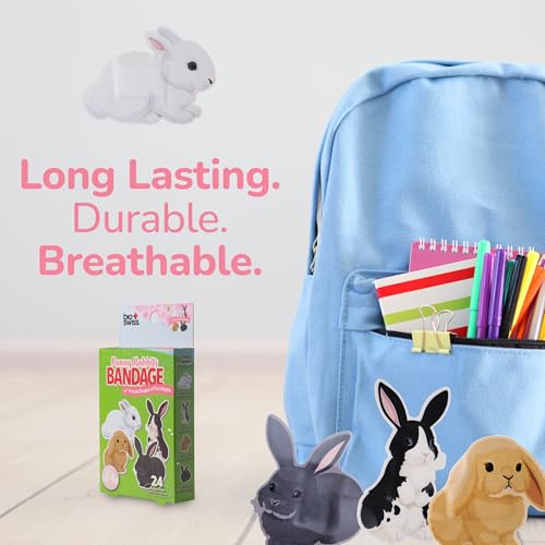 BioSwiss Bandages, Bunny Rabbits Shaped Self Adhesive Bandage Set, Latex Free, Sterile Wound Care, 24 Count - size: 24-Count Box, style: Bunny Rabbits