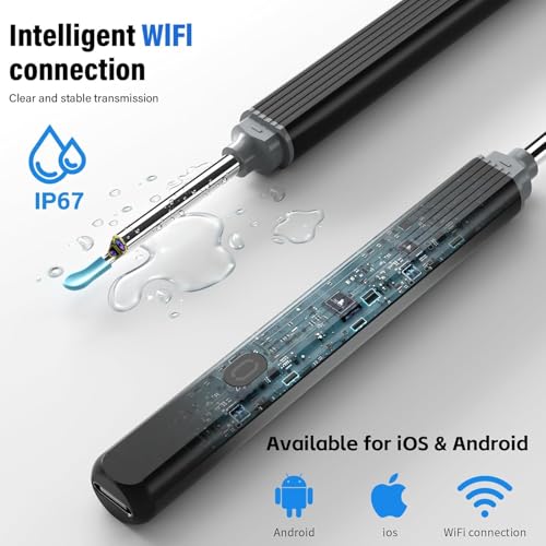 Ear Wax Removal - Earwax Remover Tool with 8 Pcs Ear Set - Ear Canal Cleaner with 1080P Camera - Ear Cleaning Kit with 6 Ear Scoops - Ear Wax Cleaner with Camera-Otoscope Ear Pick for iOS & Android