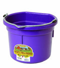 Little Giant® Flat Back Plastic Animal Feed Bucket | Animal Water and Feed Bucket with Metal Handle | 8 Quarts | Purple - color: Purple