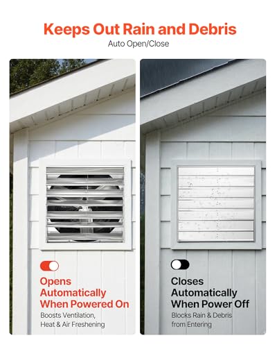 VEVOR 30 Inch Shutter Exhaust Fan Wall Mounted Automatic Louvers Silver, Sturdy Steel Housing, Low Noise, AC Motor, 8099 CFM Ventilation and Cooling for Attic, Garage, Barn, Greenhouse, Workshop - size: 30 Inch