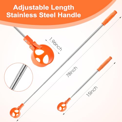 Lounsweer Egg Grabber for Chicken Eggs,15.7-76inch Extendable Stainless Steel Egg Picker Tool with (1pcs Extended Handle&1pair Non-Slip Gloves) for Picking Eggs from Coop, Poultry Nest, and Farm Use - color: Orange