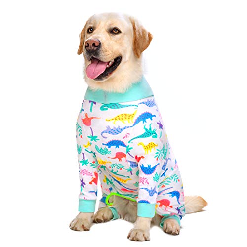 Dog Surgery Recovery Suit Female Male for Dogs After Surgery Medium Large Dogs Onesie Dog Pajamas Pjs Clothes (White, 28 (Chest 26.77 in | Backlength 18.11)) - color: White, size: 28 (Chest 26.77 in | Backlength 18.11)