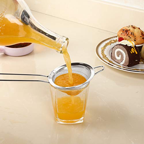 3 Pieces Cocktail Strainer Bar Strainer Fine Mesh Tea Strainer, 3.3 in | Stainless Steel, Small Silver Strainer Practical Bar Colander Tool for Drinks and Loose Leaf Tea, Fits Most Bar Glasses