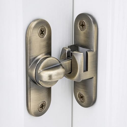 Bronze 90/180 Degree Barn Door Latches,Flip Gate Lock | Zinc Alloy Flip Gate Latches,Right Angle Door Lock,for bedroom,garage,sliding door,window,cabinet,drawer,pet enclosures - color: Bronze