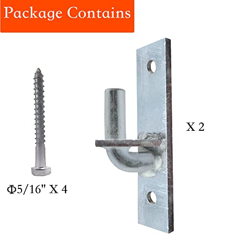 Wall Mount Gate Hinge, Sturdy Fence Gate Hinges Fence Post Chain Link Gate Hinge. 2 Pack Sturdy Wall Mount Gate Hinges with 5/8 Hinge Pin - color: Silver（2）