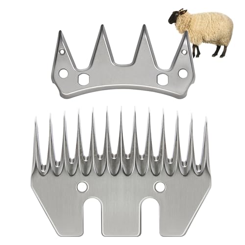 Sheep Shears Wool Clippers Universal Replacement Blades, Shearing Comb and Cutter Blade Set, Stainless Steel Straight 13-Teeth Detachable Trimmer Shears for Grooming Goats, Lambs, Llamas, Alpacas - size: Straight 13-tooth