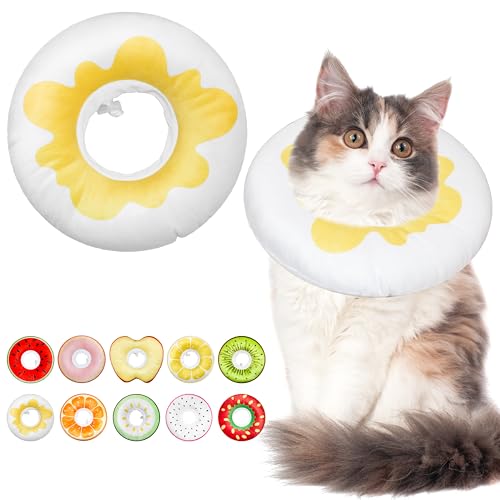 Cat Cone Collar Soft, Adjustable Cat Recovery Cone (Egg, L) | Stop Licking, Cute Kitten Donut Collar After Surgery, Elizabethan Collars for Kittens, Lightweight Cats Neck Cones - color: Egg, size: Large