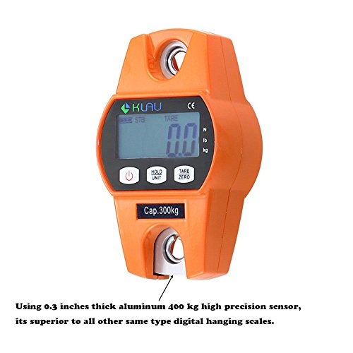 Klau Digital Hanging Scale OCS-L Orange 300 kg / 600 lb | High Precision Sensor, Heavy Duty Industrial Crane Scales, Smart Hoist, For Home Indoor Farm Factory Hunting Outdoor - color: Orange