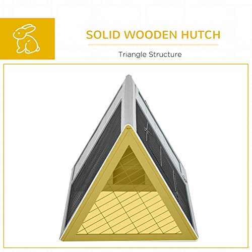PawHut 46" x 24" Wooden A-Frame Outdoor Rabbit Hutch, Small Animal Cage, Bunny Hutch with Outside Run & Ventilating Wire, Gray | Wooden Chicken Coop with Run for Rabbit, Small Duck Chicken, Garden Backyard Farms - color: Gray