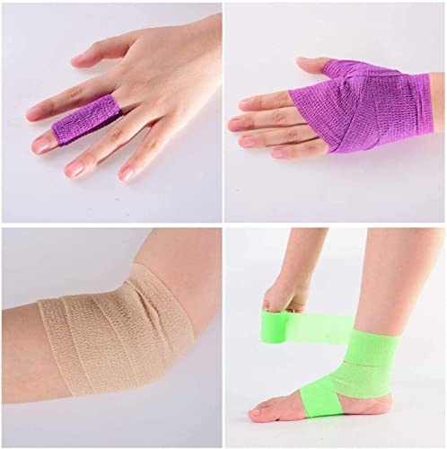 KISEER 30 Pack 2 Inch x 5 Yards Self Adhesive Bandage Assorted Color Breathable Cohesive Bandage Wrap Rolls Elastic Self-Adherent Tape for Stretch Athletic, Sports, Wrist, Ankle - size: 15 Foot (Pack of 30)