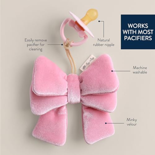 Itzy Ritzy Pacifier & Lovey Set - Natural Rubber Pacifier with Plush Bow | Natural Rubber Pacifier with Detachable Bear Lovey, Soft Cotton Fabric, Large Vent Holes, and Soothing Comfort for Babies - color: Bow
