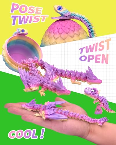 5 Pcs，12" 3D Printed Rainbow Dragon Eggs,Dinosaur Egg,Crystal Dragon Toys,Snake Eggs, Animals,Fidget Toy,Desk Executive Toy，Easter Eggs Basket Stuffers,Toys for Boys Kids Teen 5-7 4-6 8-12 - color: Pp-05