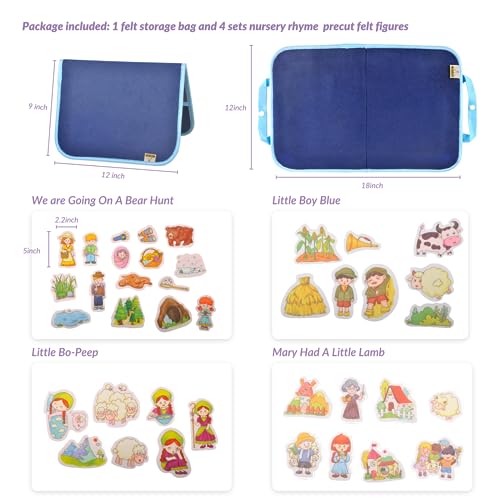 CHEFAN Felt/Flannel Board Story Set of 4, PRECUT Felt Pieces for Preschool Toddlers Circle Time,We are Going On A Bear Hunt, Mary Had A Little Lamb, Little Bo-Peep, Little Boy Blue - color: A Bear Hunt