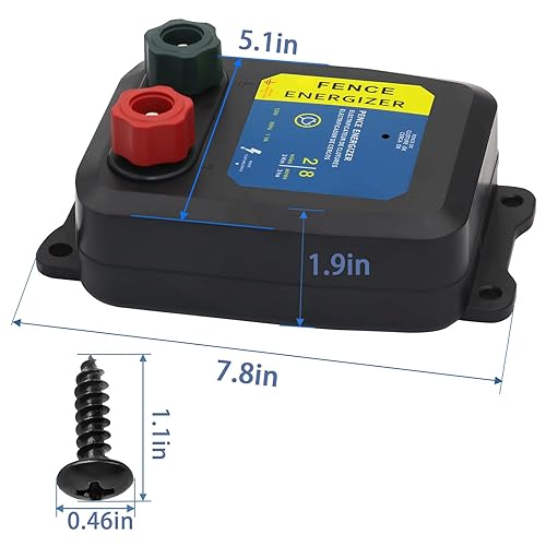 Electric Fence Energizer Plus 2 Mile/ 8 Acres Plug,Electric Fence Charger PE2，Livestock Fence Chargers for Containing Pets and Keeping Out Small Nuisance Animals 0.10 Joule - color: 0.10 Joule