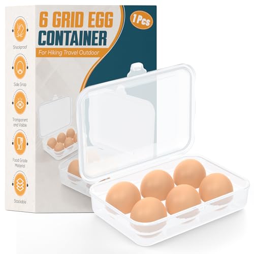 ZPU Egg Holder Camping, 1Pcs 6 Grid Egg Container, Plastic Egg Carrier for Camping Picnic Travel Outdoor Refrigerator Kitchen, Protective Egg Storage Case, Clear White - color: 1pcs-white
