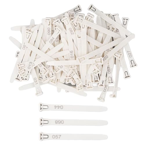 100Pcs Chicken Leg Rings, 1-100 Numbered Poultry Chicken Identification Leg Ankle Bands Tags Reusable Zip Tie for Ducks Chicks Pigeons Goose (White) - color: White