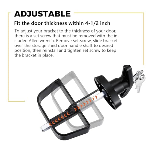 6" T-Handle Lock Kit for Shed Door Latch, Black | 5 Keys Included, 6" Stem, For Sheds, Playhouses, Chicken Coops, Camper, RV, Garage Door - size: 6.0 inch-T