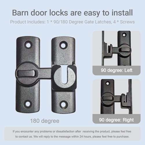 Upgraded Sliding Barn Door Lock - 90/180 Degree Flip Door Latch | Safety Protection Sliding Gate Latches, flip latch lock for Barns, Gardens, Bathrooms, Cabinets, Windows & Sliding Door