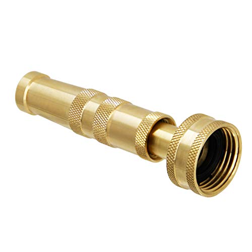 ATDAWN Brass Hose Nozzle, Heavy-Duty Brass Adjustable Twist Hose Nozzle, 2 Pack (4") - size: 4 Inch