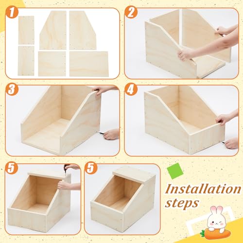 Maxcheck 1 Pack Wooden Rabbit Nesting Box, 16x11x11 Inch Hutch Hideout | Bunny Nesting Box for Breeding, Safe Birthing, Small Animal Habitat for Hutch & Cage - size: 16x11x11 Inch