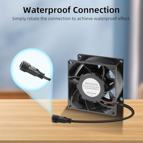 80mm Dual Ball IP68 Cooling Fan - 5000RPM with Stepless Speed Controller | Upgraded Rust-Proof Grill & Waterproof Connector 3.15" Sealed Ventilation Fan for Industrial Equipments Greenhouses Servers - size: 80x38mm