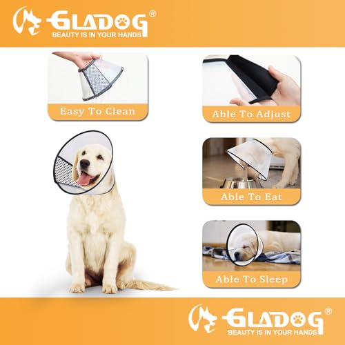 Soft Dog Cone Collar, 2 PCS (for Right Size) Flexible Plastic Cone for Dogs After Surgery, Dog Recovery Collar, Adjustable E-Collar for Large/Medium/Small Dogs Cat, Comfy Elizabethan Collar (M)