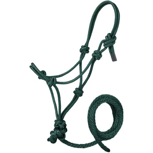 Tough1 Miniature Poly Rope Halter with Lead - color: Hunter Green, size: Large