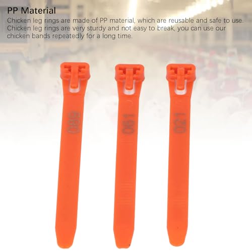 100Pcs Chicken Leg Rings, 1-100 Numbered Poultry Chicken Identification Leg Ankle Bands Tags Reusable Zip Tie for Ducks Chicks Pigeons Goose (Orange) - color: Orange