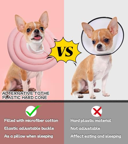 Soft Dog Cones, Recovery Dog Donut Collar After Surgery-Cone of Shame Alternative, Pet Elizabethan E-Collar Anti-Bite Lick Wound Healing Adjustable for Small Large Medium Dogs,XL - color: pink, size: XL-25lbs