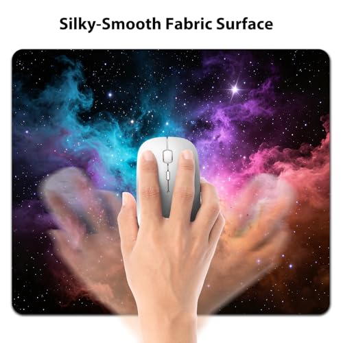Colorful Cosmic Nebula Galaxy Mouse Pad 9.5" x 7.9", Teal Purple Pink Space Cute Desk Mat, Dreamy Night Sky - color: Cosmic Nebula