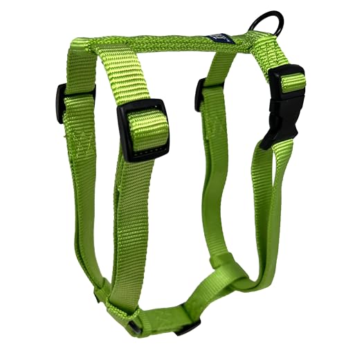 Hamilton Adjustable Nylon Dog Harness, Small 5/8" x 12-20", Lime Green | Premium Quality Nylon, Durable Buckle, Sturdy D-Ring, No Pull, 4 Point Adjustable, Small & Medium Breed Dogs - color: Lime Green, size: S, 5/8" x 12-20"