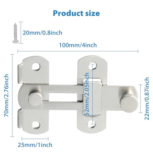 Alise 4 inch Brushed Nickel SUS304 Stainless Steel Gate Latches for Barn Door | Heavy Duty Gate Hardware ,Security Flip Latch,Anti-theft Latch,Safety Door Lock for Barn Wood Fence Sliding French Door - color: Brushed Nickel, size: 4 Inch