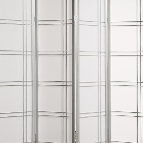 Roundhill Furniture Seto 4-Panel Room Divider Screen, Silver - color: Silver