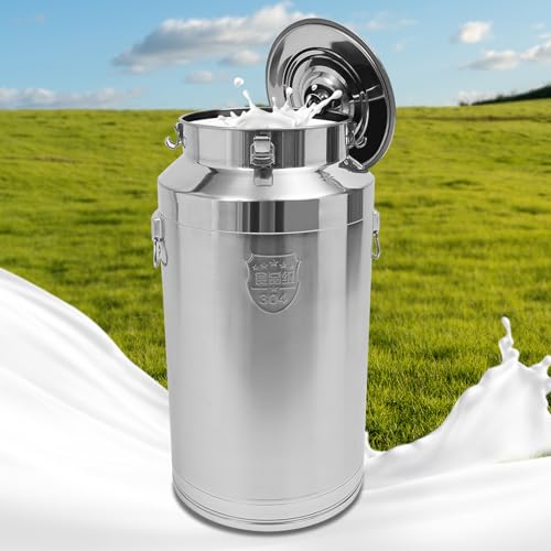 88L/23.25Gal Stainless Steel Milk Can 304 Stainless Steel Milk Jug Sealed Bucket Wine Pail Bucket Milk Can Liquid Storage Container w/Sealed Lid for Milk Wine Water Liquid - size: 88L|without faucet|304