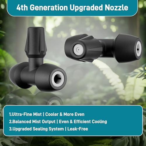 20FT Misters for Outside Patio – 2026 4th Gen Upgraded 4 Mist Nozzles Outdoor Misting System with Mister Kit - Gazebo Mister System for Garden Backyard Deck Greenhouse - size: 20ft