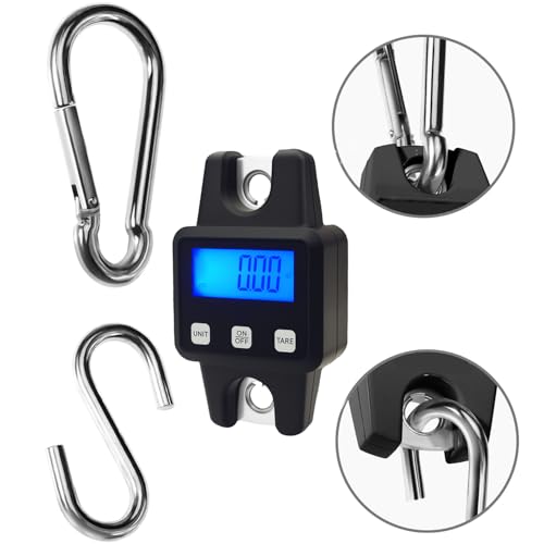 660lbs Digital Hanging Scale Type-C Rechargeable – High Precision Handheld Mini Crane Scale with S-Hook, Fishing Scale for Farm, Fishing, Hunting