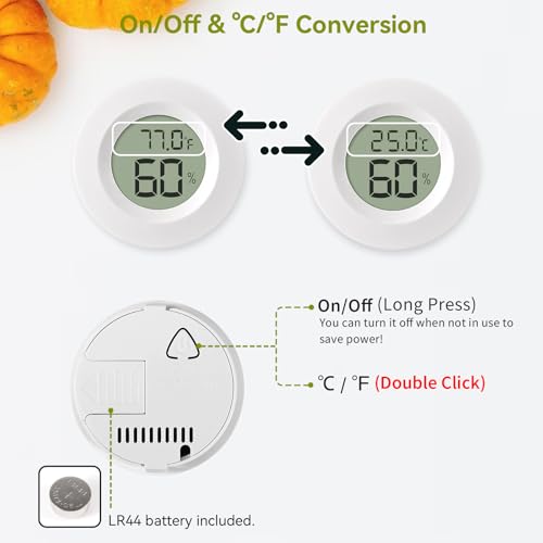Atogou 2-Pack Mini Hygrometer & Thermometer, Indoor Digital Humidity Meter | ℉/℃, Outdoor Gauge Temperature for Home, Office, Reptile, Car, Greenhouse, Lab, Terrarium, Cellar.. A01 White - color: White 2-pack