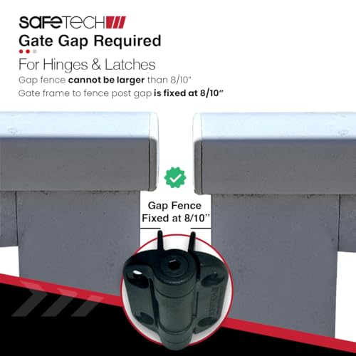Safetech Hardware TopKlik Self Closing Gate Hinges | Self-Aligning Heavy Duty Spring Hinges | Adjustable Tension | Pool Safety Hinges | Any Square Post, Aluminum Gates | Swing Close 90bs SHG-90L Black - color: Black, size: TOPKLIK