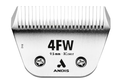 Andis 561463 ceramicEDGE #4FW XCover Wide Blade, Stainless Steel | 36% wider with 31-tooth ceramic cutter, carbon-steel lower blade, fits all professional dog clippers - size: 4FW (9.5 mm)