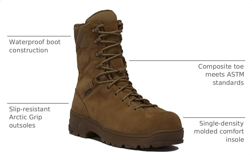 Belleville BV555INSCT Military Boots, Composite Toe, Insulated, Waterproof | Warmth Without Bulk, Dry for Duty Use, Lighter Toe Protection, Winter Traction, Made in USA, Berry Compliant, Tactical Boots - size: 10.5