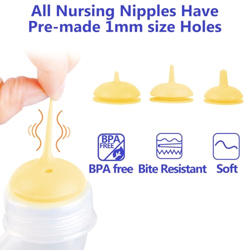 Pet Feeding Bottle and Syringes, 3 Sizes Nipples with Ventilation Valve Resistant Tearing Perfect for Puppies, Kittens, Small Wildlife (Yellow) - color: Yellow