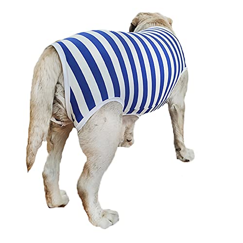 Dog’s Recovery Suit Post Surgery Shirt for Female Male Dog, E-Collar Alternative Wound Protective Clothes (Blue White-XL) - color: blue white stripe, size: xl