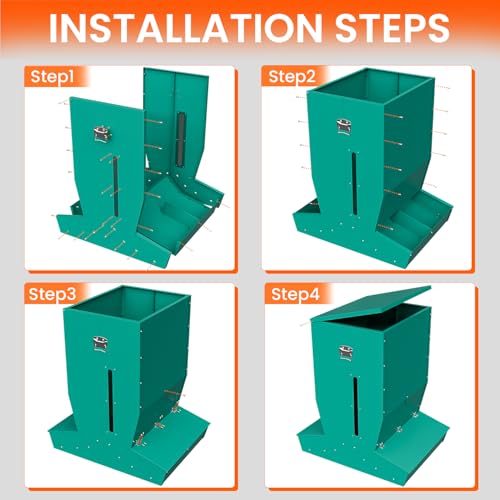 Hog Feeder for Pigs, 4 Door Heavy Duty Pig Feeder with Rainproof Lid, Self Feeder for Outdoor Use on Hog Farm, Homestead, or Pasture - size: 4 Door