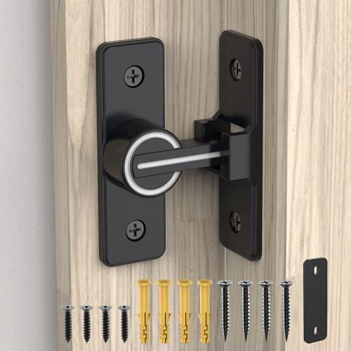 90 Degree Barn Door Lock, Heavy Duty Locks, Luminous Black | Flip Sliding Gate Latches for Garden, Bathroom, Garage & Sliding Doors - size: 1 Pack Luminous Black