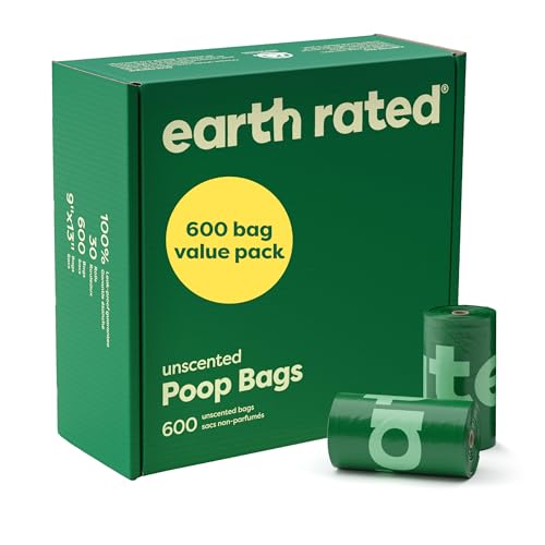 Earth Rated Dog Poop Bags on Refill Rolls, 600 Bags, Unscented | Guaranteed Leak Proof and Extra Thick Waste Bag Refill Rolls - size: 1 Count (Pack of 600)