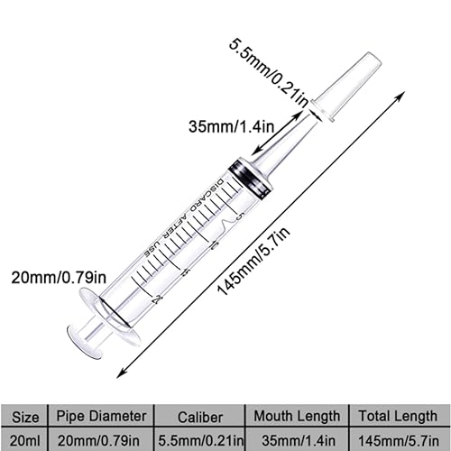 10 Pack 20ml Syringe for Liquid Without Needle,Syringe with Cap,Individually Wrapped,Measurement for Scientific Labs,Measuring Liquids,Pet Feeding,Oil or Glue Applicator (A 10 Pack 20ml) Straight Mouth - size: A 10 Pack 20ml