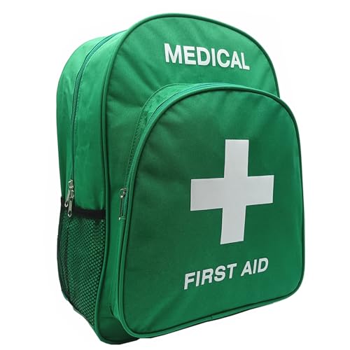 Red Emergency Bag First Aid Backpack Empty Medical First Aid Bag Treatment Trauma Bags for Camping Pet Dog Cat (Green White) - color: Green White