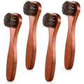 4 Pcs Horsehair Shine Shoes Brush Kit Polish Dauber Applicators Cleaning Leather Shoes Boots Care Brushes Suede Cleaner Brush with Microfiber Shoe Cloth(Brown Handle A) - style: Brown Handle A