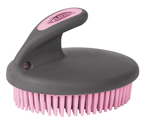 Weaver Equine Palm-Held Fine Curry with Small Rubber Bristles, Gray/Pink - color: Gray/Pink